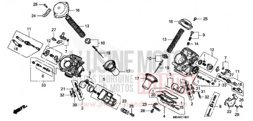 CARBURATEUR (PIECES CONSTITUTIVES) VT750C21 de 2001
